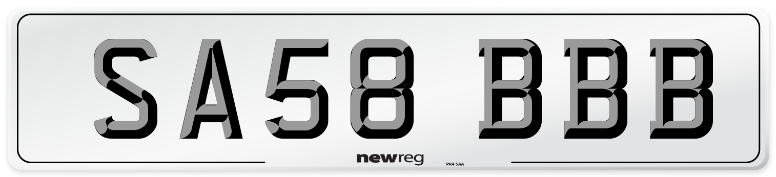 SA58 BBB Number Plate from New Reg